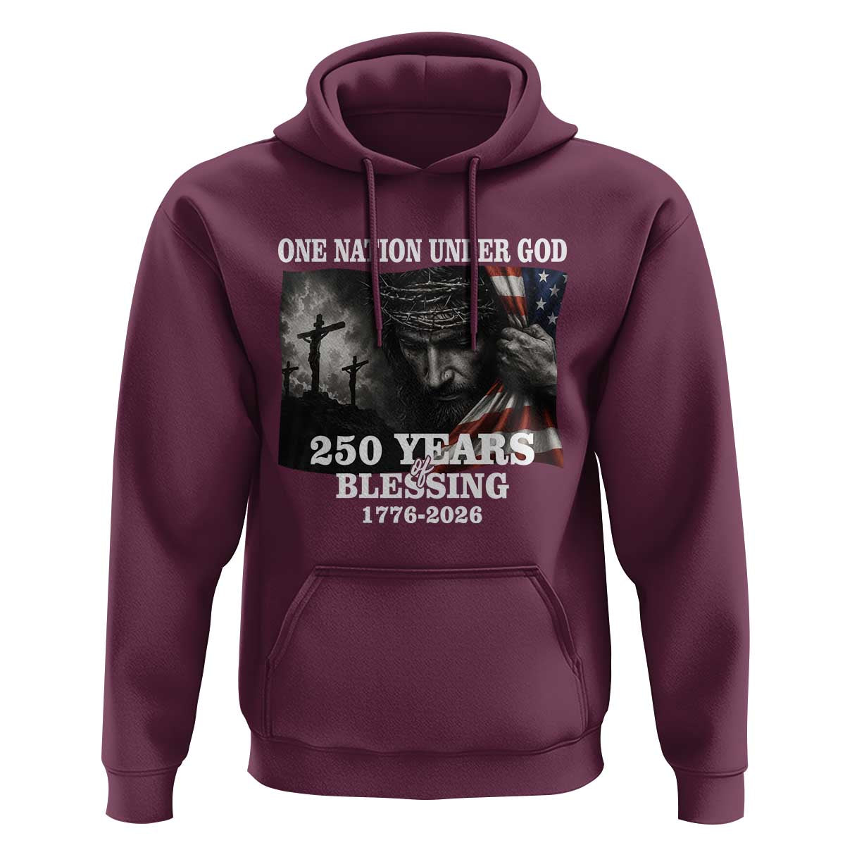 One Nation Under God 250th Anniversary Hoodie American Patriotic Faith