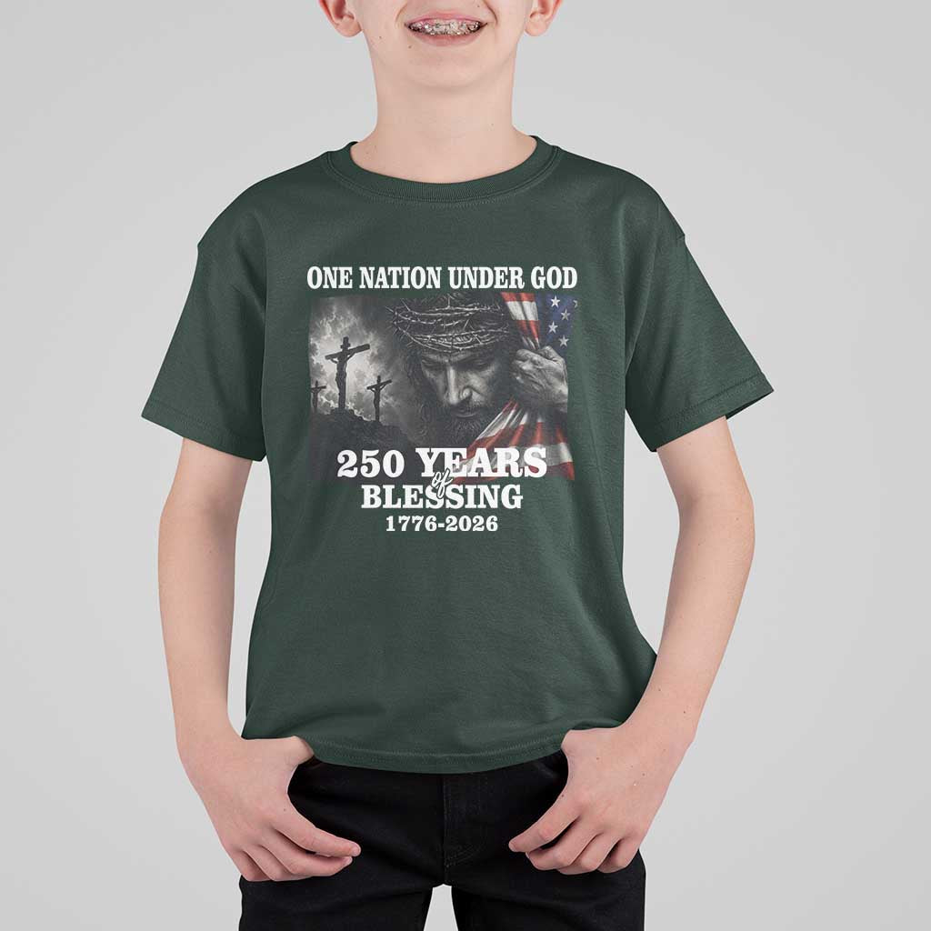 One Nation Under God 250th Anniversary T Shirt For Kid American Patriotic Faith