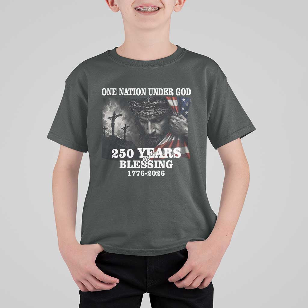 One Nation Under God 250th Anniversary T Shirt For Kid American Patriotic Faith
