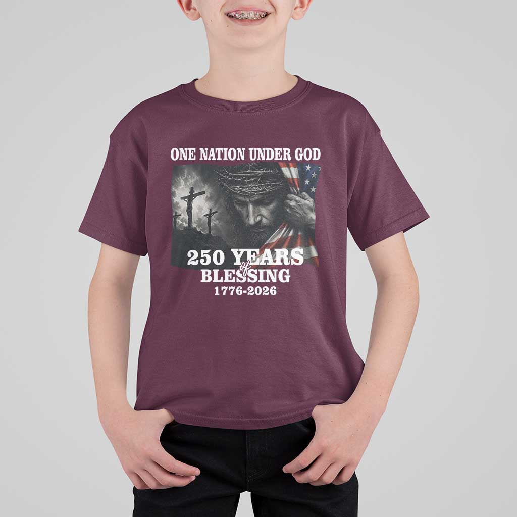 One Nation Under God 250th Anniversary T Shirt For Kid American Patriotic Faith