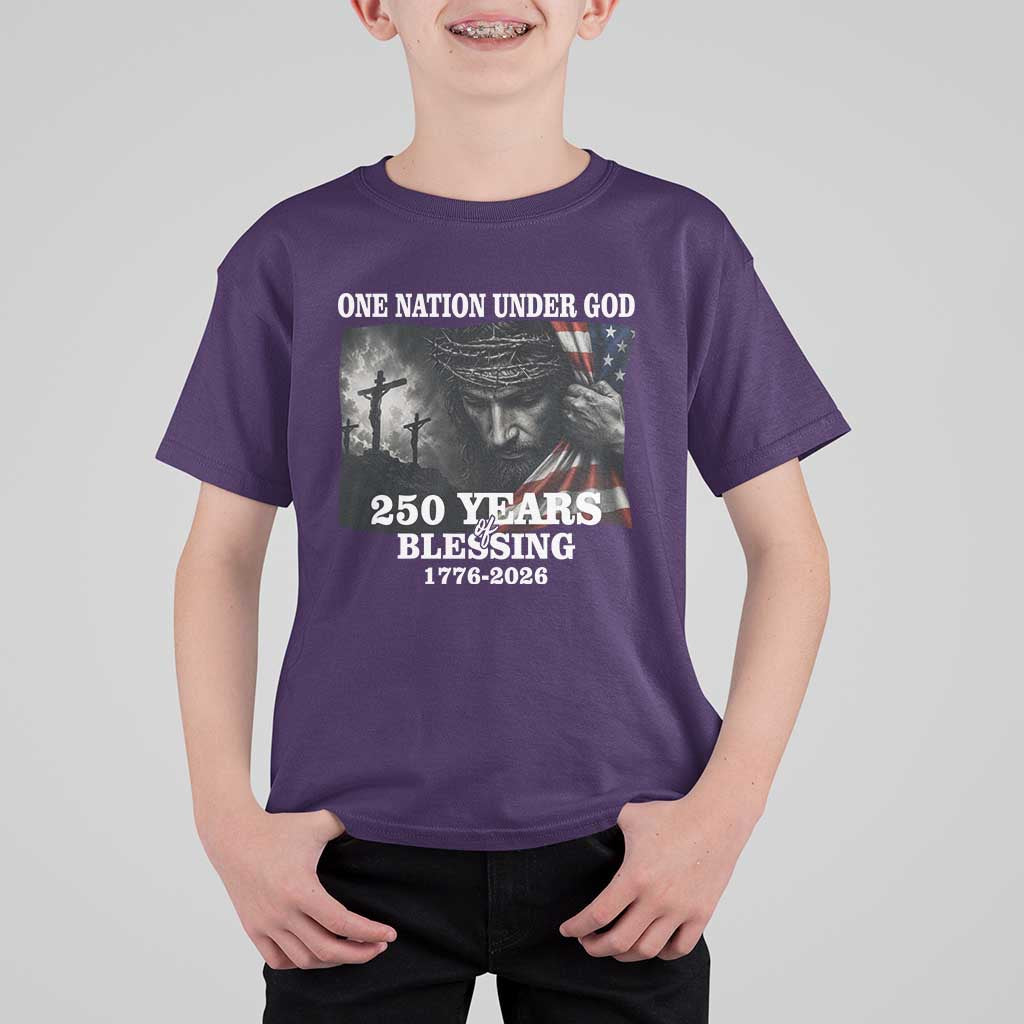 One Nation Under God 250th Anniversary T Shirt For Kid American Patriotic Faith