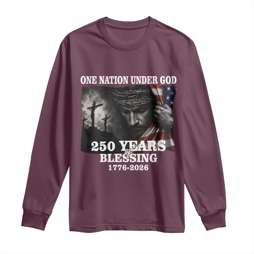 One Nation Under God 250th Anniversary Long Sleeve Shirt American Patriotic Faith