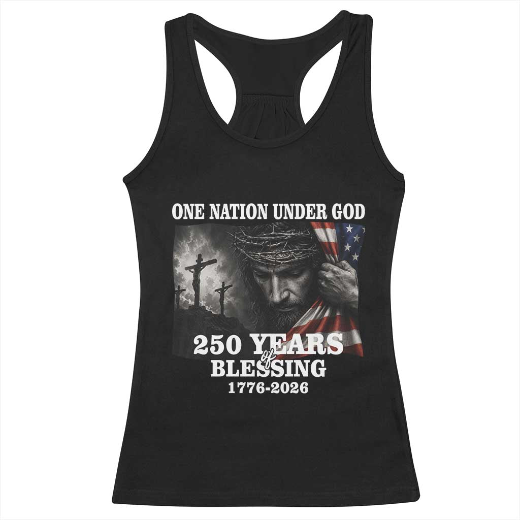 One Nation Under God 250th Anniversary Racerback Tank Top American Patriotic Faith