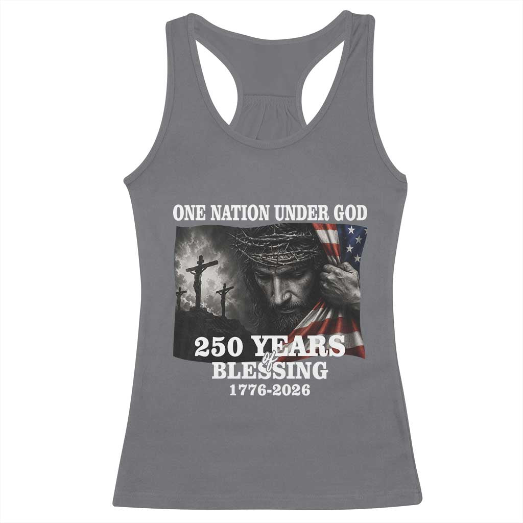 One Nation Under God 250th Anniversary Racerback Tank Top American Patriotic Faith