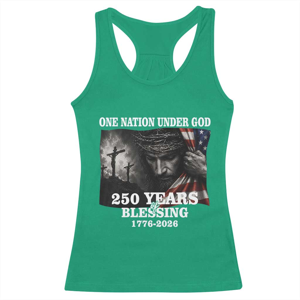 One Nation Under God 250th Anniversary Racerback Tank Top American Patriotic Faith