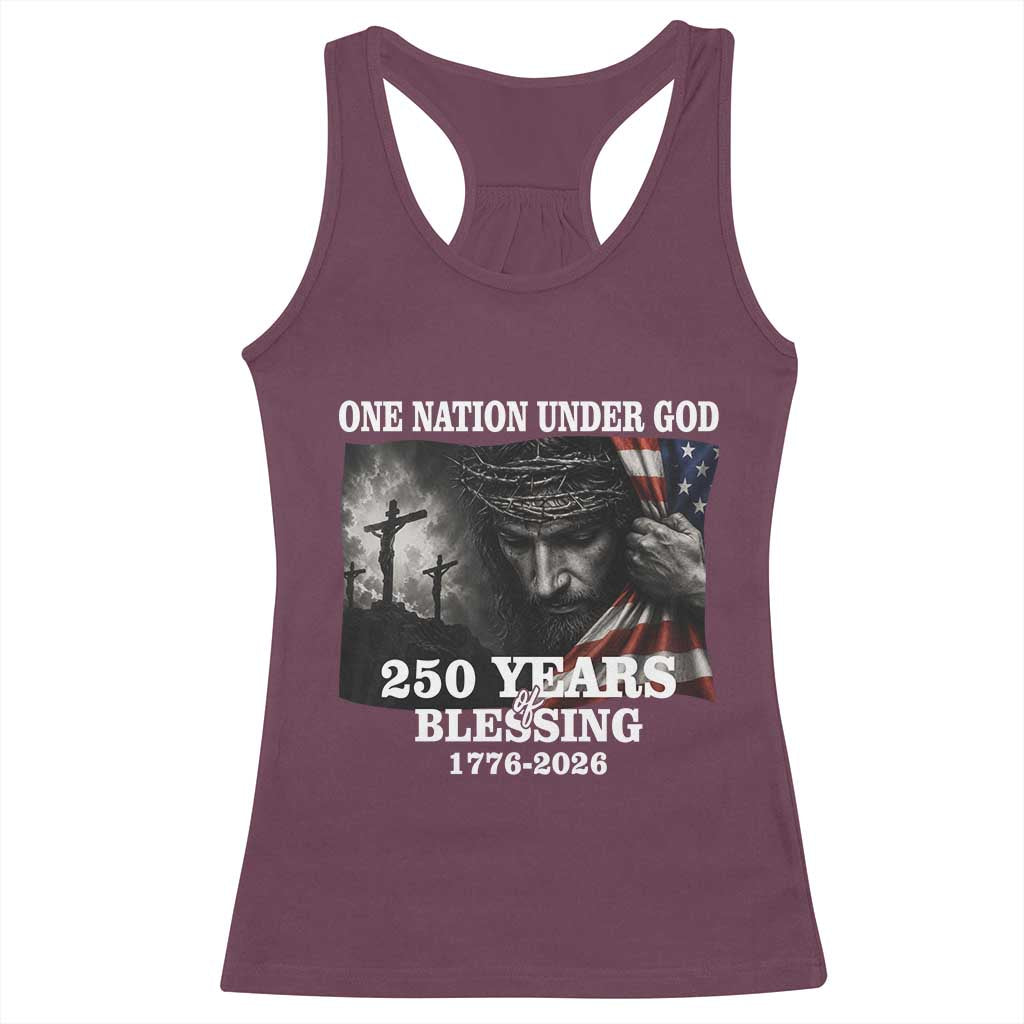 One Nation Under God 250th Anniversary Racerback Tank Top American Patriotic Faith