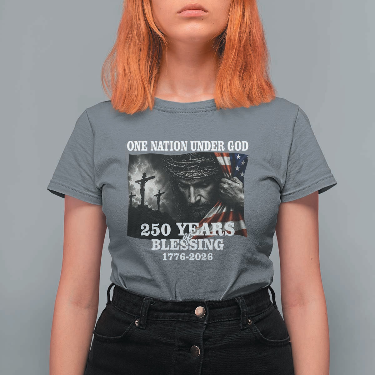 One Nation Under God 250th Anniversary T Shirt For Women American Patriotic Faith