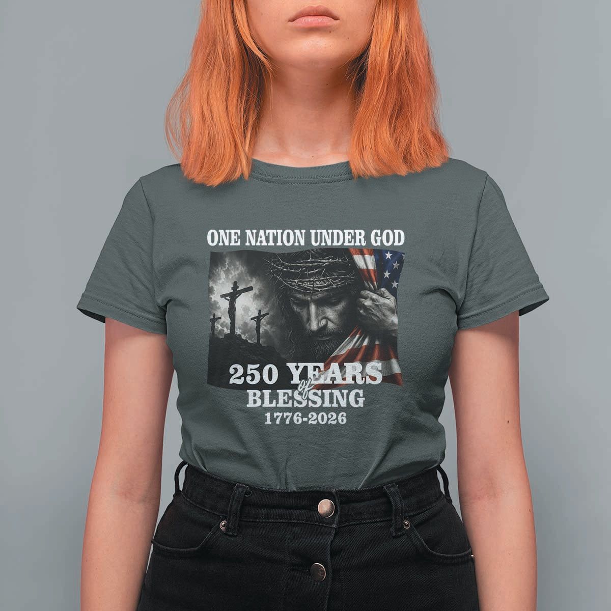 One Nation Under God 250th Anniversary T Shirt For Women American Patriotic Faith
