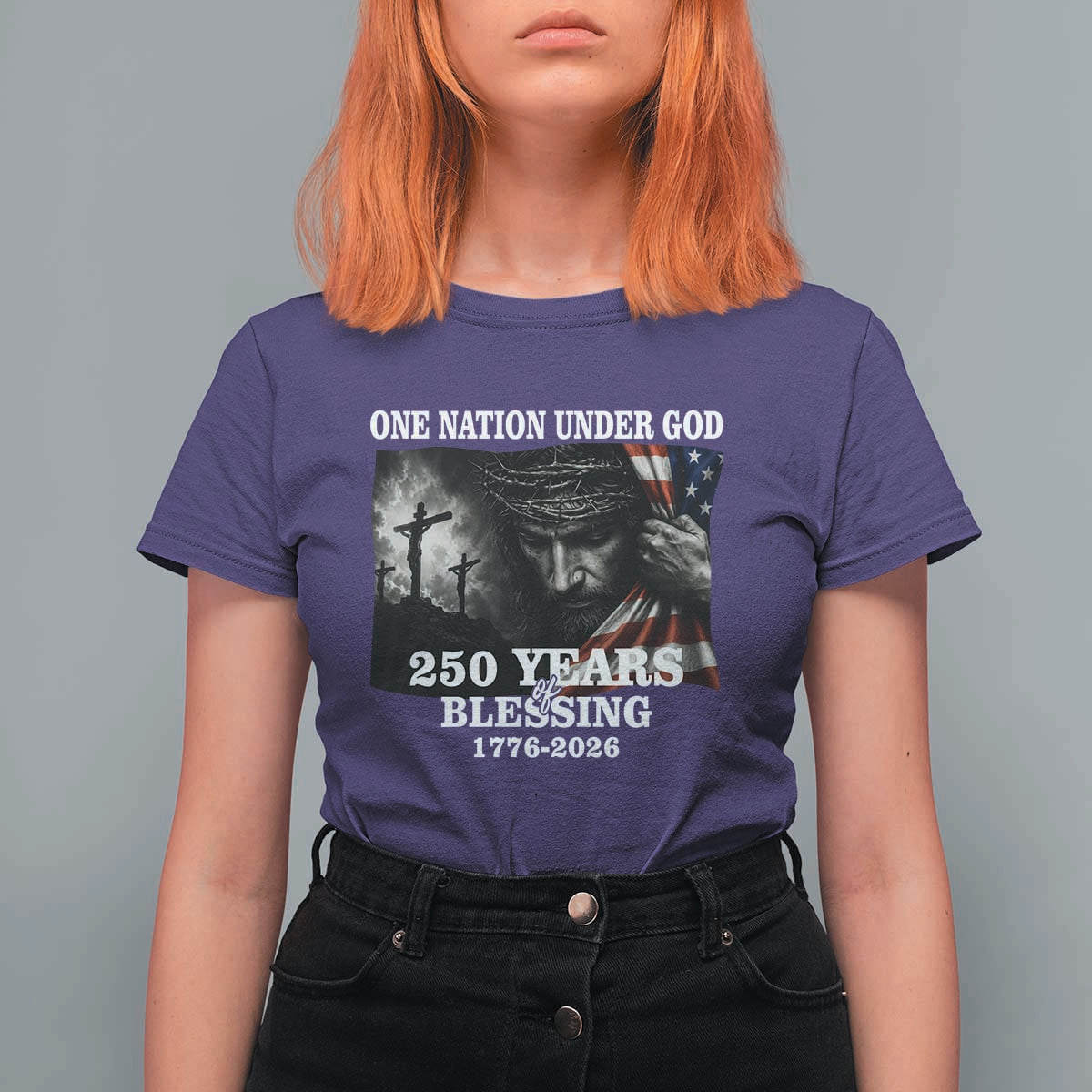 One Nation Under God 250th Anniversary T Shirt For Women American Patriotic Faith