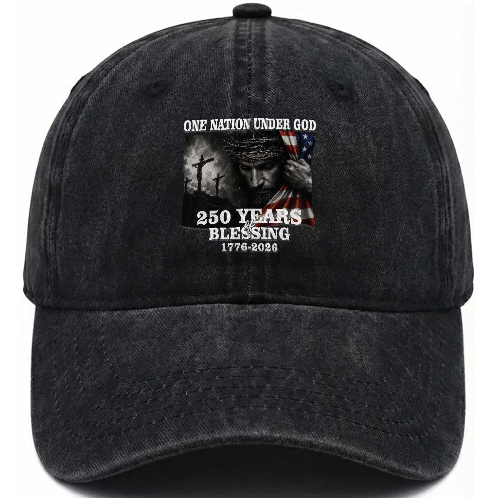 One Nation Under God 250th Anniversary Washed Cotton Baseball Cap American Patriotic Faith