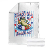 Funny Patriotic Alligator Throw Blanket Chill The Fourth Out
