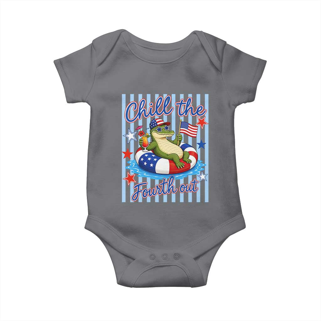 Funny Patriotic Alligator Baby Onesie Chill The Fourth Out