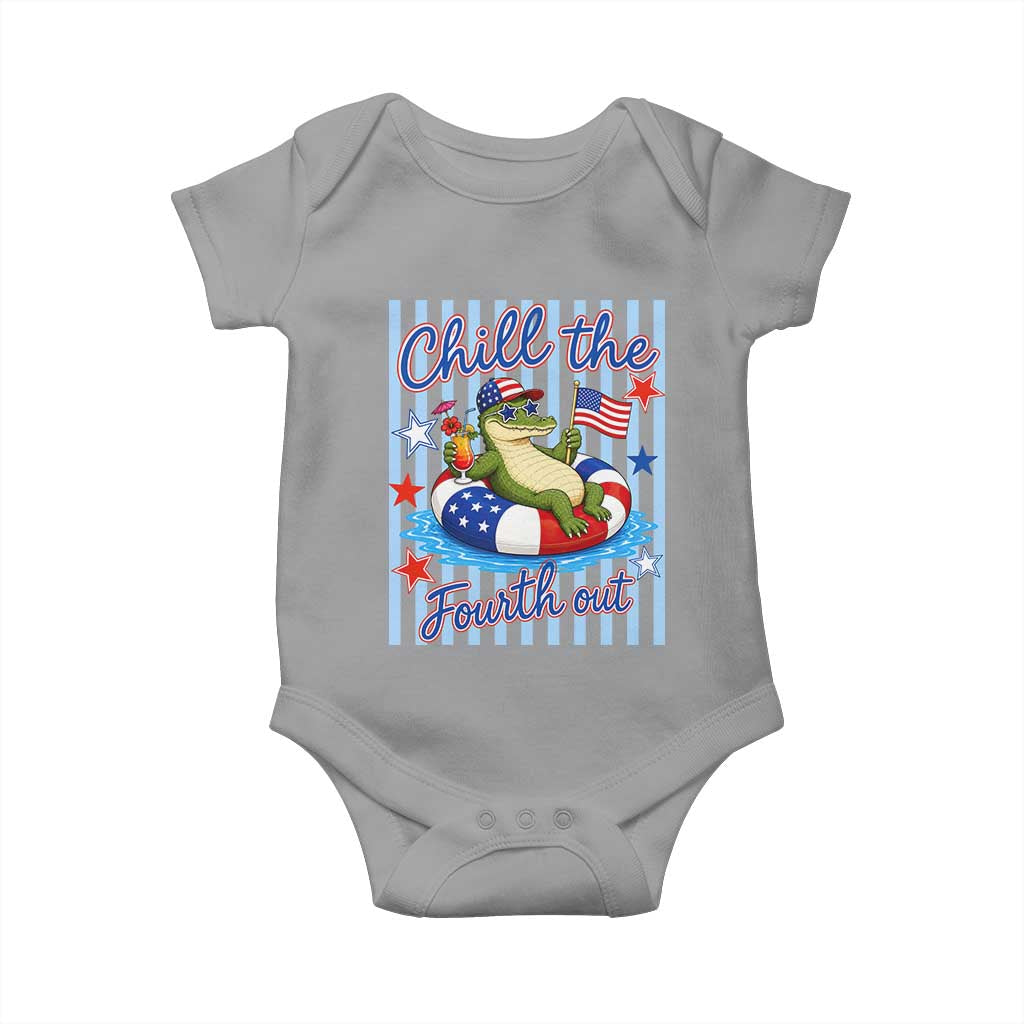 Funny Patriotic Alligator Baby Onesie Chill The Fourth Out