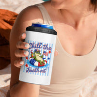 Funny Patriotic Alligator 4 in 1 Can Cooler Tumbler Chill The Fourth Out
