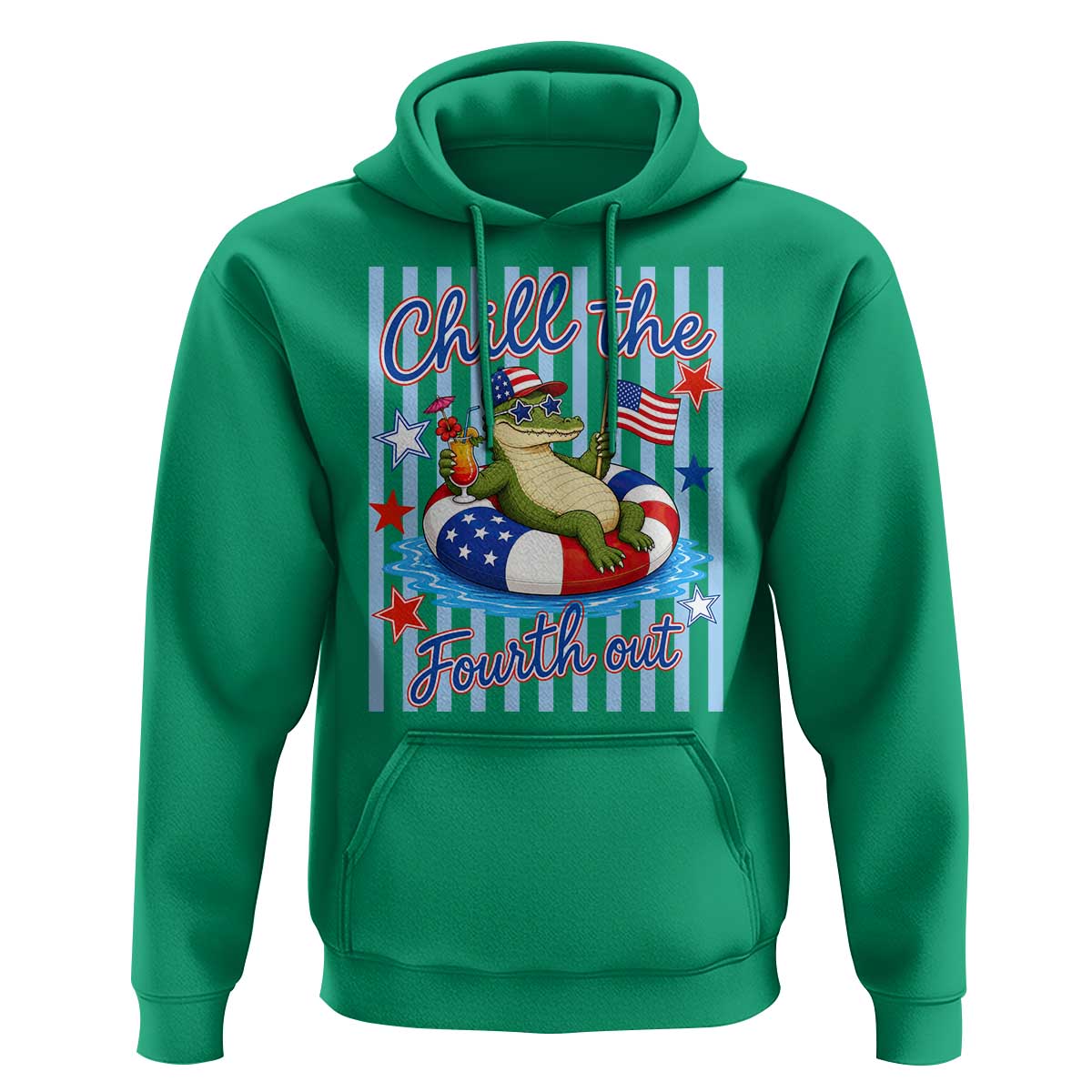 Funny Patriotic Alligator Hoodie Chill The Fourth Out