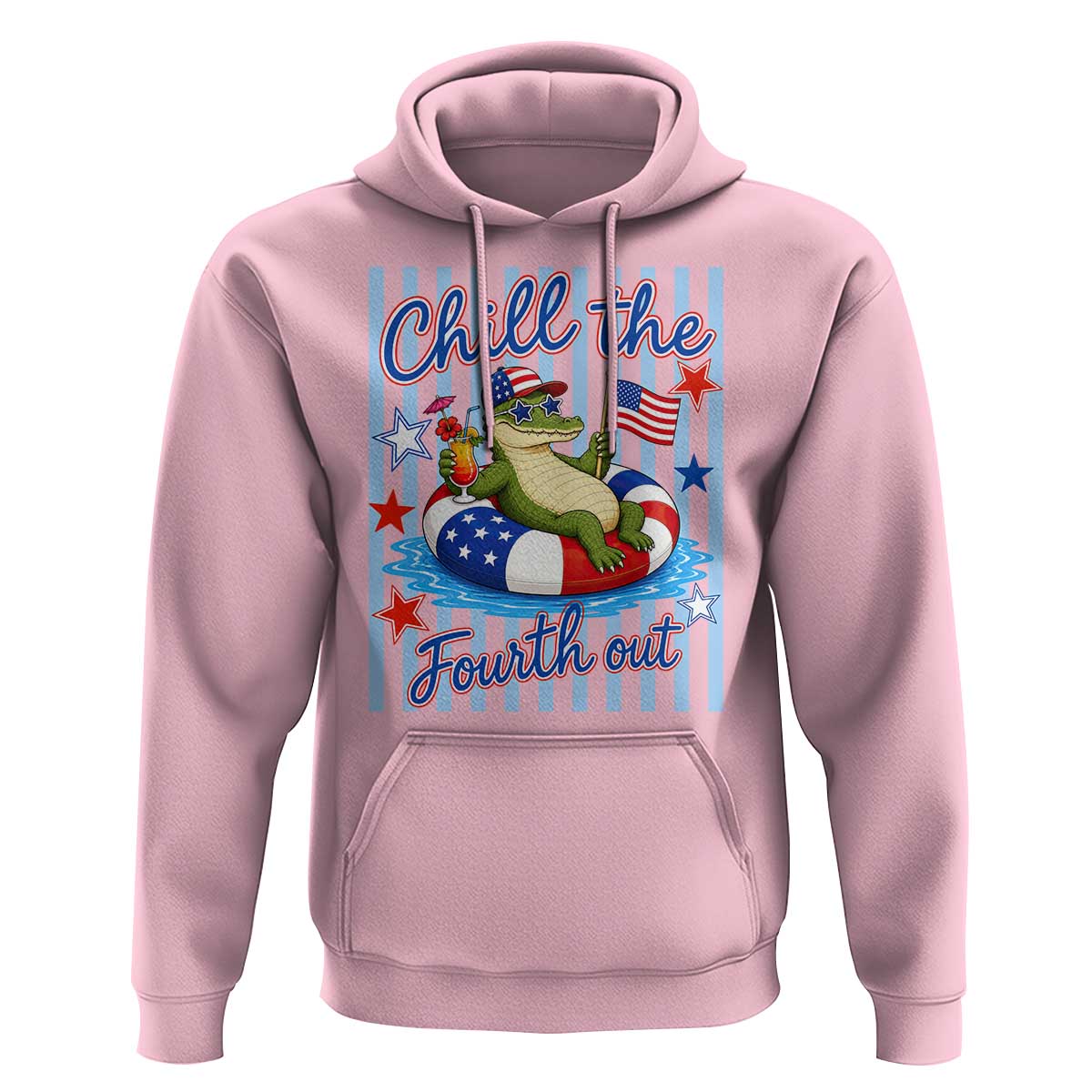 Funny Patriotic Alligator Hoodie Chill The Fourth Out