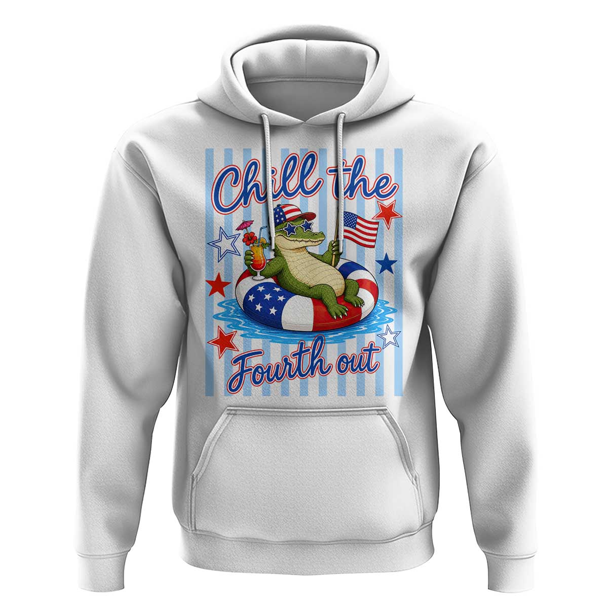Funny Patriotic Alligator Hoodie Chill The Fourth Out