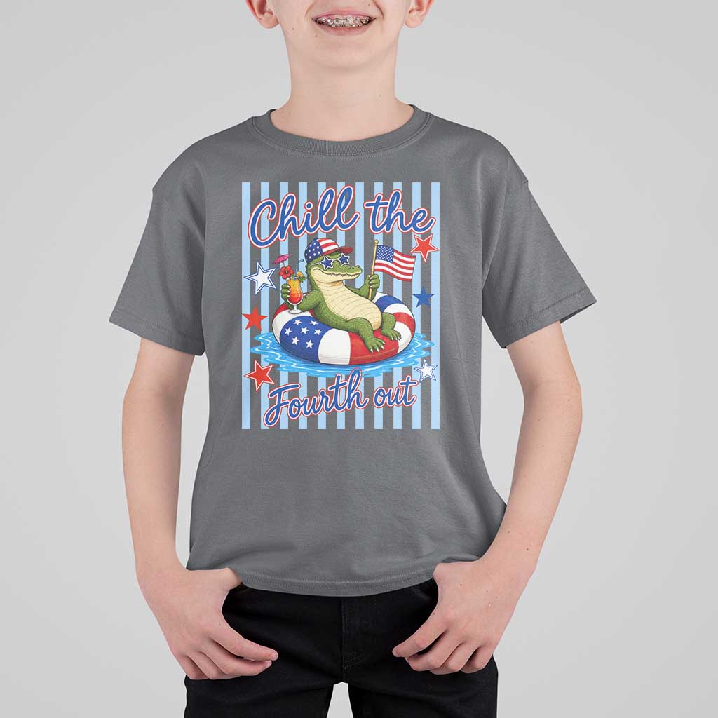 Funny Patriotic Alligator T Shirt For Kid Chill The Fourth Out