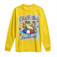 Funny Patriotic Alligator Long Sleeve Shirt Chill The Fourth Out
