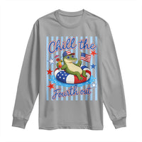 Funny Patriotic Alligator Long Sleeve Shirt Chill The Fourth Out