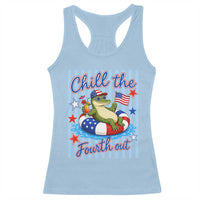 Funny Patriotic Alligator Racerback Tank Top Chill The Fourth Out