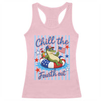 Funny Patriotic Alligator Racerback Tank Top Chill The Fourth Out