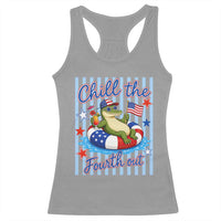 Funny Patriotic Alligator Racerback Tank Top Chill The Fourth Out