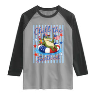 Funny Patriotic Alligator Raglan Shirt Chill The Fourth Out