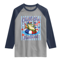 Funny Patriotic Alligator Raglan Shirt Chill The Fourth Out
