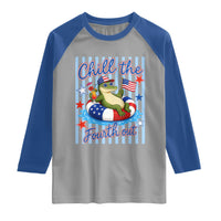 Funny Patriotic Alligator Raglan Shirt Chill The Fourth Out