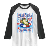Funny Patriotic Alligator Raglan Shirt Chill The Fourth Out