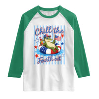 Funny Patriotic Alligator Raglan Shirt Chill The Fourth Out