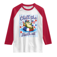 Funny Patriotic Alligator Raglan Shirt Chill The Fourth Out
