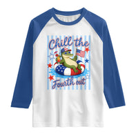 Funny Patriotic Alligator Raglan Shirt Chill The Fourth Out