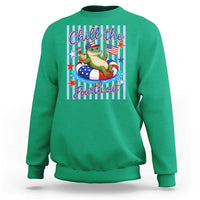 Funny Patriotic Alligator Sweatshirt Chill The Fourth Out