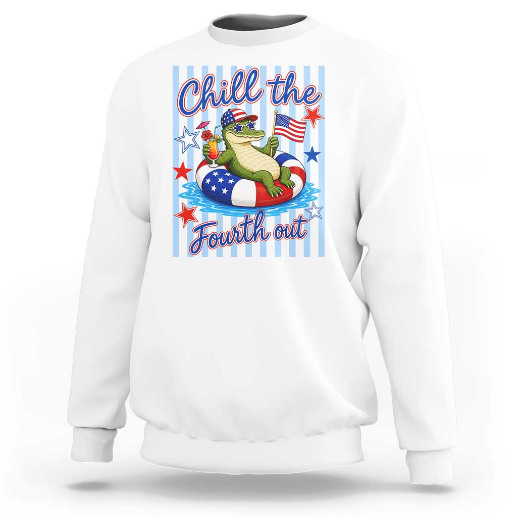 Funny Patriotic Alligator Sweatshirt Chill The Fourth Out