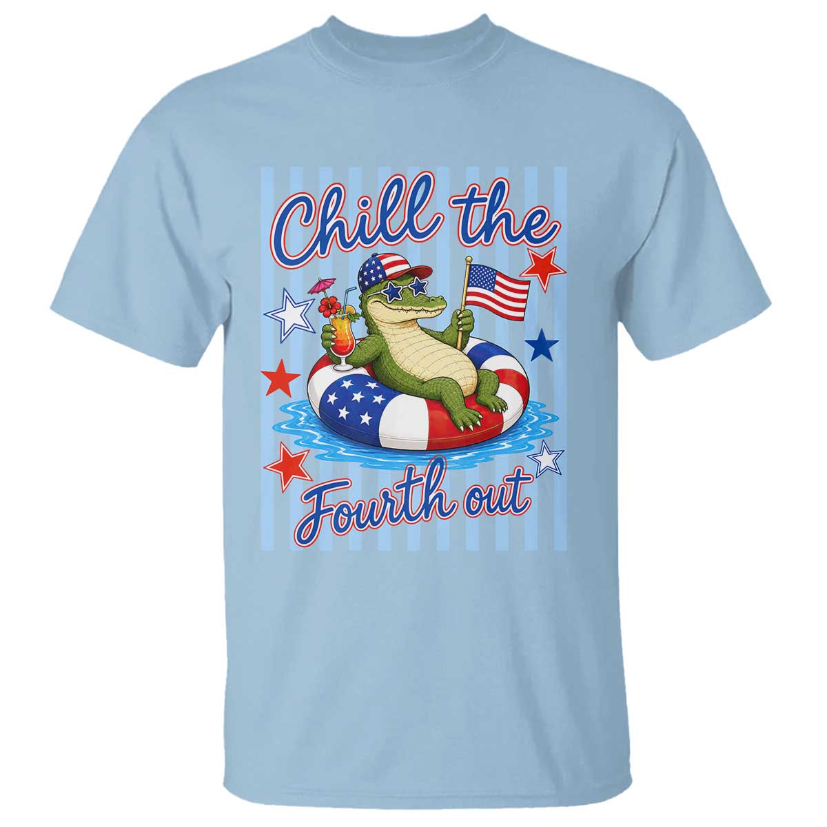 Funny Patriotic Alligator T Shirt Chill The Fourth Out