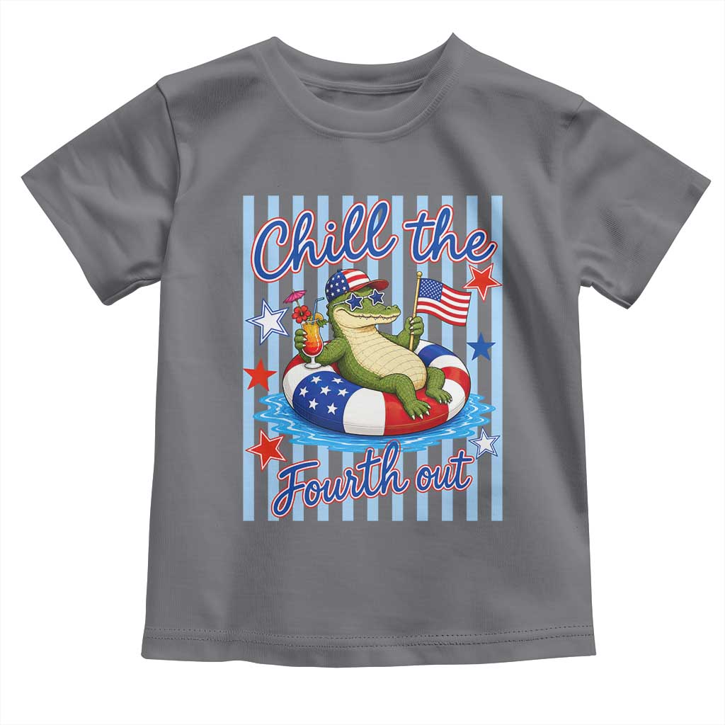 Funny Patriotic Alligator Toddler T Shirt Chill The Fourth Out