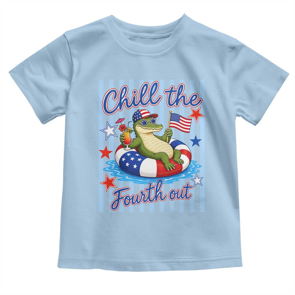 Funny Patriotic Alligator Toddler T Shirt Chill The Fourth Out