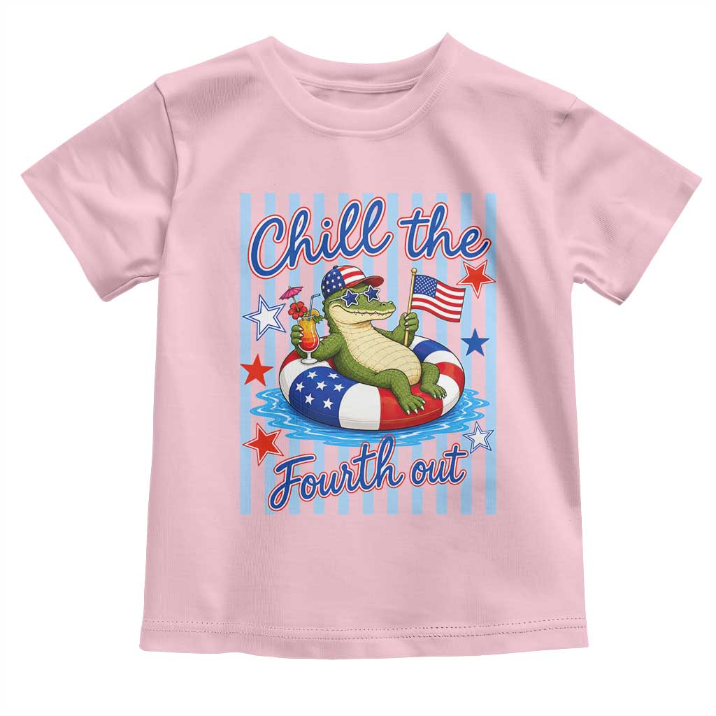 Funny Patriotic Alligator Toddler T Shirt Chill The Fourth Out