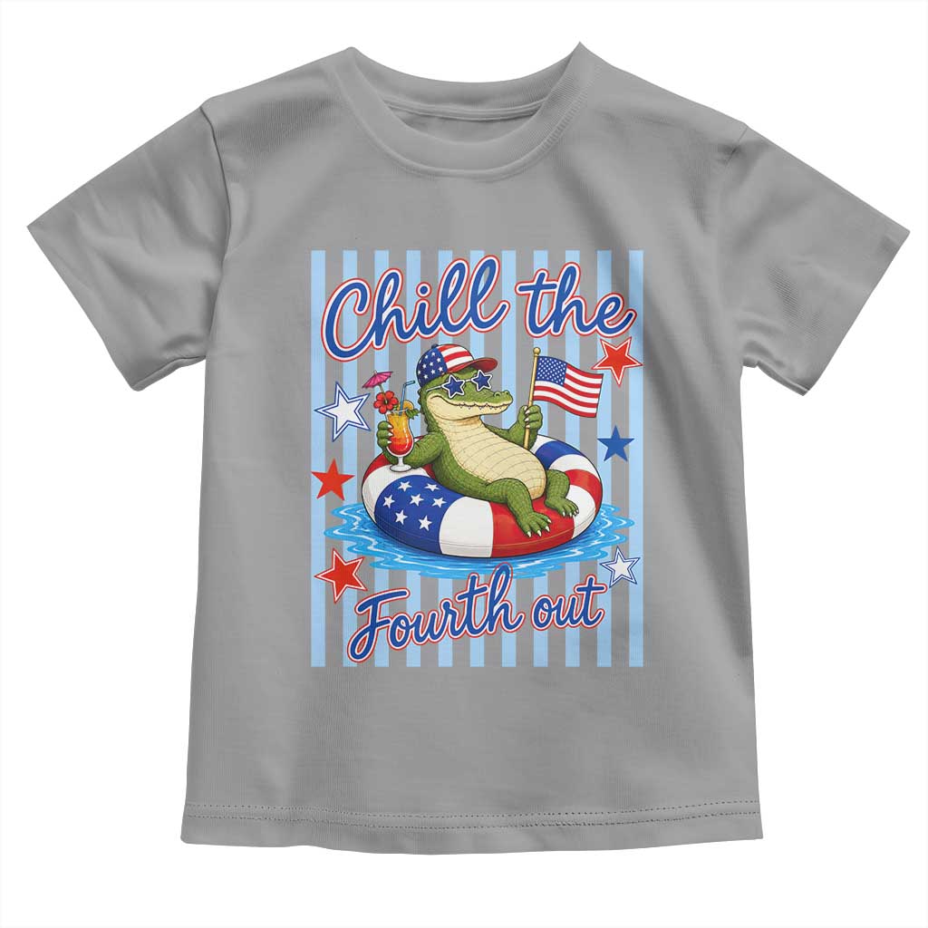 Funny Patriotic Alligator Toddler T Shirt Chill The Fourth Out