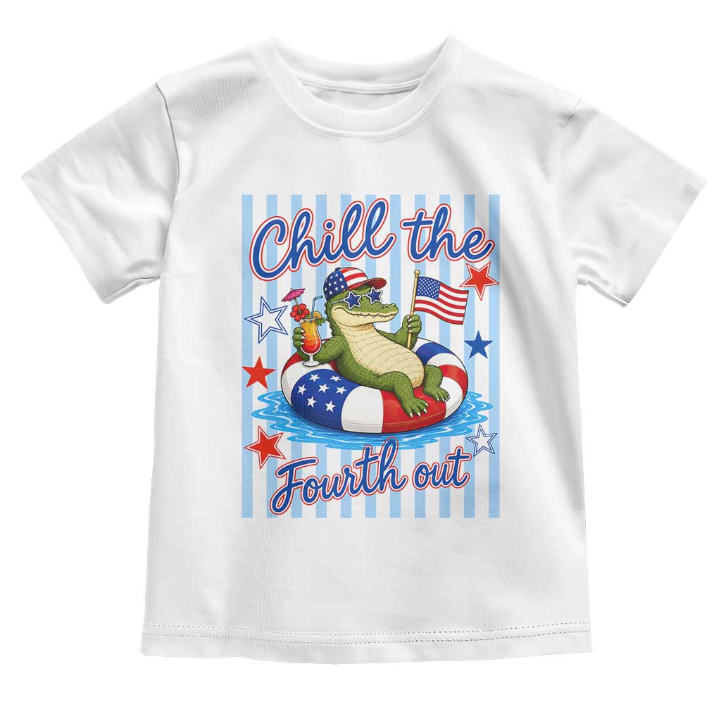 Funny Patriotic Alligator Toddler T Shirt Chill The Fourth Out