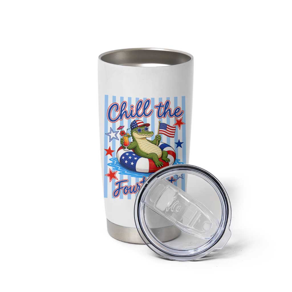 Funny Patriotic Alligator Tumbler Cup Chill The Fourth Out