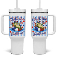 Funny Patriotic Alligator Tumbler With Handle Chill The Fourth Out