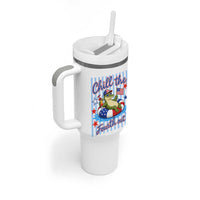 Funny Patriotic Alligator Tumbler With Handle Chill The Fourth Out