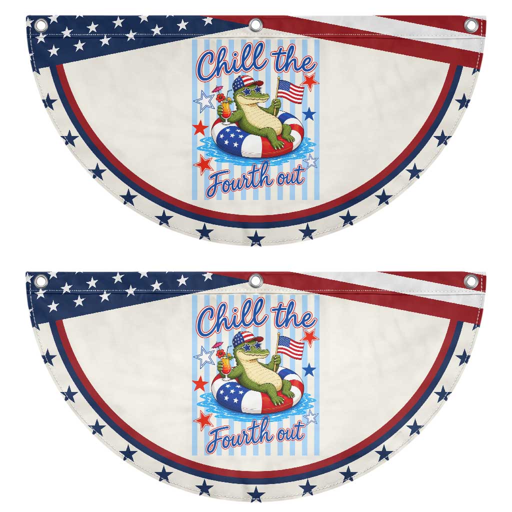 Funny Alligator Patriotic Fan Flag Chill The Fourth Out