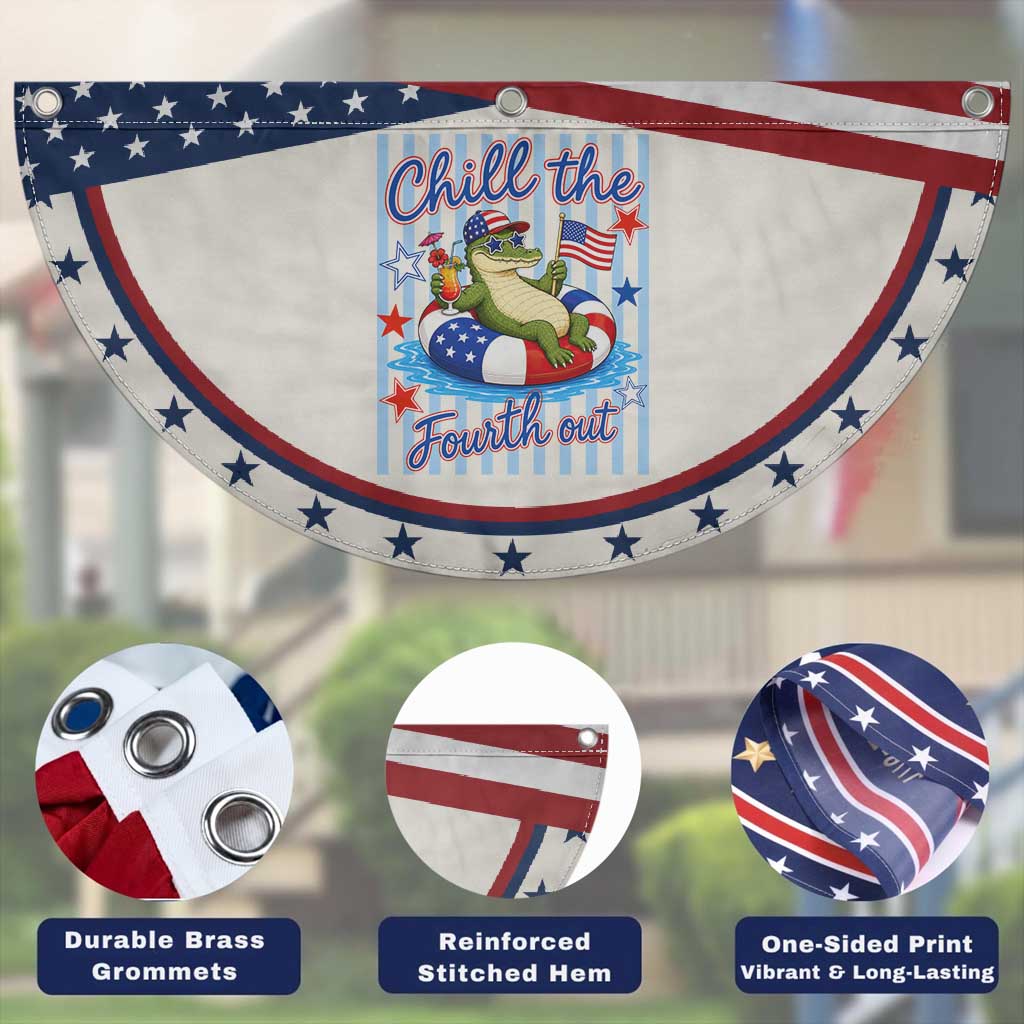 Funny Alligator Patriotic Fan Flag Chill The Fourth Out