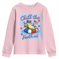 Funny Patriotic Alligator Youth Sweatshirt Chill The Fourth Out