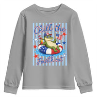Funny Patriotic Alligator Youth Sweatshirt Chill The Fourth Out