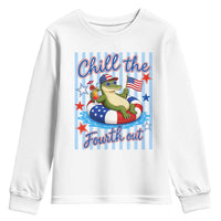 Funny Patriotic Alligator Youth Sweatshirt Chill The Fourth Out